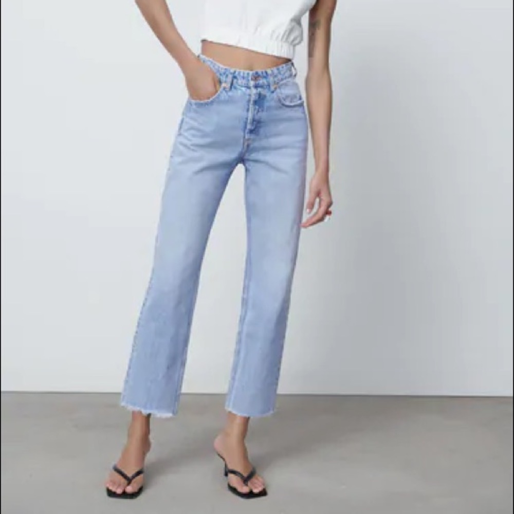 Zara High-Rise Straight Leg Jeans